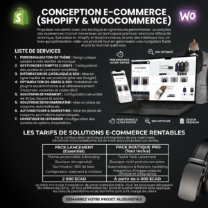 CONCEPTION E-COMMERCE (SHOPIFY & WOOCOMMERCE)
